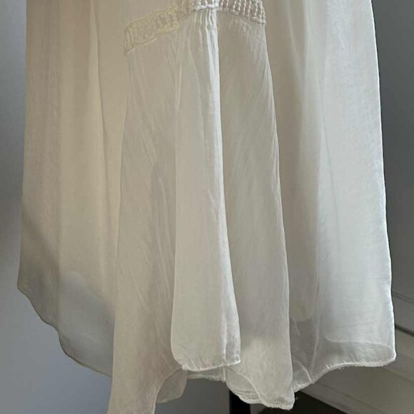 Bellambra Made in Italy Pure Silk Ivory Lace-Yoke Boho Tunic Blouse – US L - Picture 7 of 11
